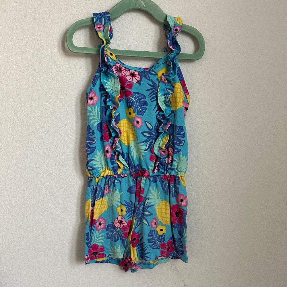 wonder nation Blue Tropical Pineapple Ruffle Romper